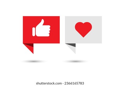 Like with love and with hand symbol vector for web and media social 
