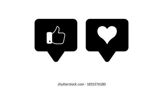 Símbolo del símbolo Like y love en fondo blanco