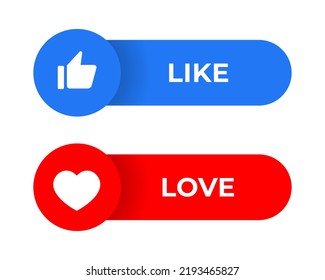 Like and love icon vector in flat style. Social media elements