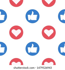 
Like and Love Icons Pattern with White Background