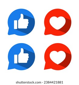 Like and love in speech bubble icon vector illustration