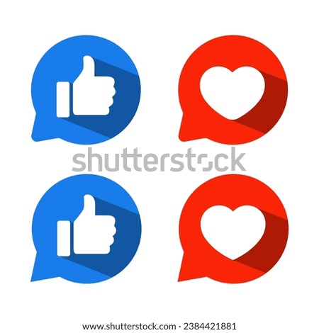 Like and love in speech bubble icon vector illustration