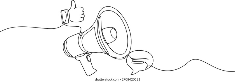 like with megaphone with speech bubble icon Line Art vector illustration,1