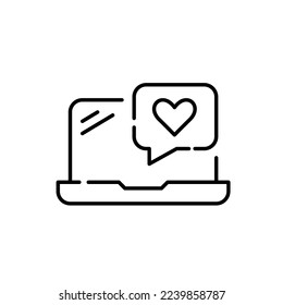 Like message on a laptop. Pixel perfect, editable stroke icon