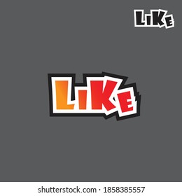 LIKE message style in black outline Sticker set for banner, web, poster, cartoon text. Vector illustration, flat style, clip art