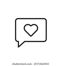 Like message vector outline icon isolated on white background. Online dating chat concept