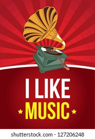 I like music background with a gramophone vector illustration