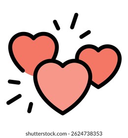 Like network heart icon. Outline Like network heart vector icon for web design isolated on white background color flat