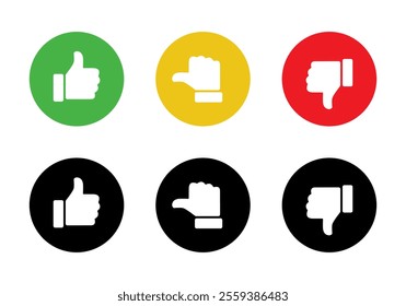Like, neutral, and dislike button icon. Thumb up, middle, and down sign symbol