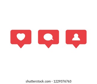 Like notification, comment notification, follower notification social media icon symbol