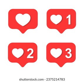 Like notification icon vector in flat style. Social media love symbol in flat style