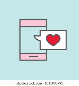 like notification message color line flat icon on blue background