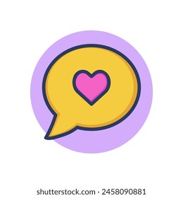 Like notification on smartphone line icon. Heart in speech bubble outline sign. Communication, internet, social media concept. Vector illustration, symbol element for web design and apps