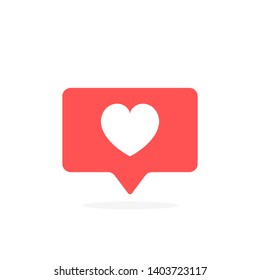 Like notifications, heart icon in rounded square pin. Modern flat style vector illustration.