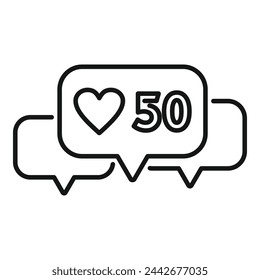 Like online comments icon outline vector. Best media content. Message post