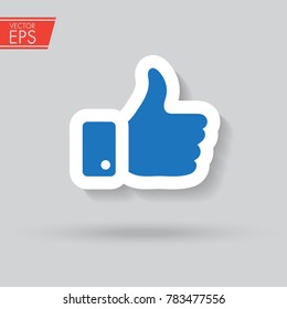 Like paper icon with shadow in trandy style isolated on grey background. Like symbol for your web site design, logo, app, UI. Vector illustration, EPS10. Finger up sign. I like it symbol.