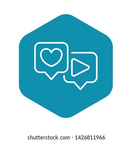 Like play bubbles icon. Outline like play bubbles vector icon for web design isolated on white background