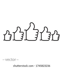 wie Rating-Symbol, Feedback-Kunde, Kundenzufriedenheit, Thin-line-Websymbol auf weißem Hintergrund - bearbeitbare Strich-Vektor-Abbildung