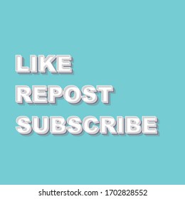 "Like, Repost, Subscribe" Typografie im Retro-Stil. Toll für Ihre sozialen Medien