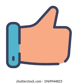 like review good hand single isolated icon with flat dash or dashed style