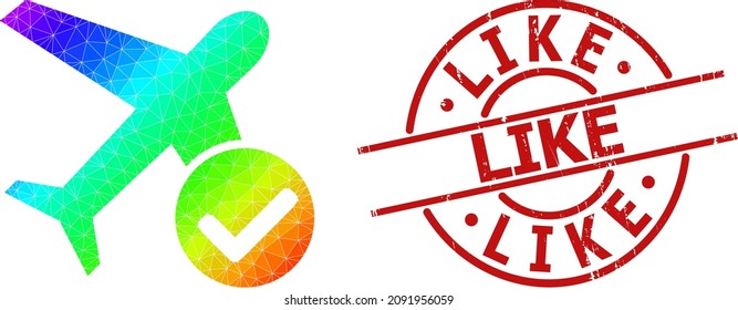 Al igual que el sello de goma y el arcoiris bajo color aceptan el icono del avión con gradiente. El sello rojo contiene como texto dentro de la forma de redondeo y líneas.