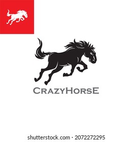 LIKE RUNNING CRAZY HORSE LOGO, silhouette of jumping horse vector illustrations