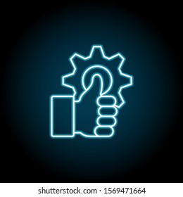 Like, setting blue neon icon. Simple thin line, outline vector of saving money icons for ui and ux, website or mobile application