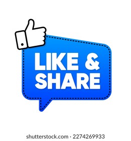 Like and Share banner. The thumbs up. Social media concept. Button Icon of Social Media. Vector illustration.