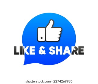 Like and Share banner. The thumbs up. Social media concept. Button Icon of Social Media. Vector illustration.