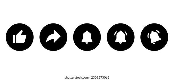 Like, share, and bell icon vector illustration. Elements to promote video channel subscriptions