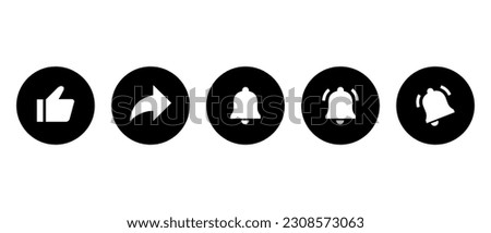Like, share, and bell icon vector illustration. Elements to promote video channel subscriptions