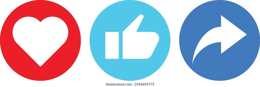 like, Share, comment and love icon button, social media vector. Social media elements

