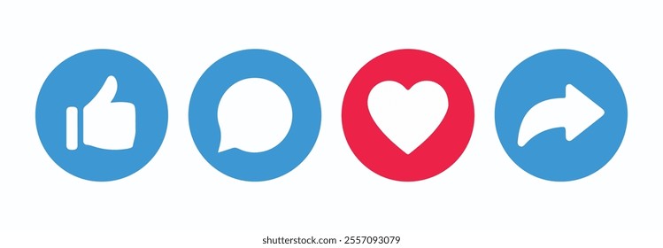 like, Share, comment and love icon button, social media vector Illustration EPS 10