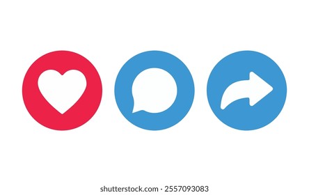 like, Share, comment and love icon button, social media vector Illustration EPS 10