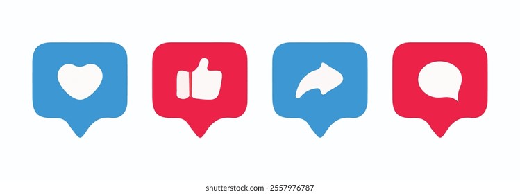 like, Share, comment and love icon button,notification  social media vector.eps 10