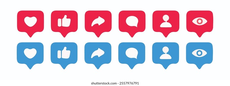 like, Share, comment and love icon button,notification  social media vector.eps 10