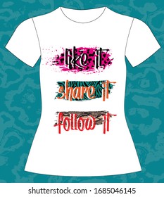 como si lo compartiera seguirlo, slogan diseño gráfico adorable y lindas flores diseño gráfico impreso para tee y t pantalones y tela