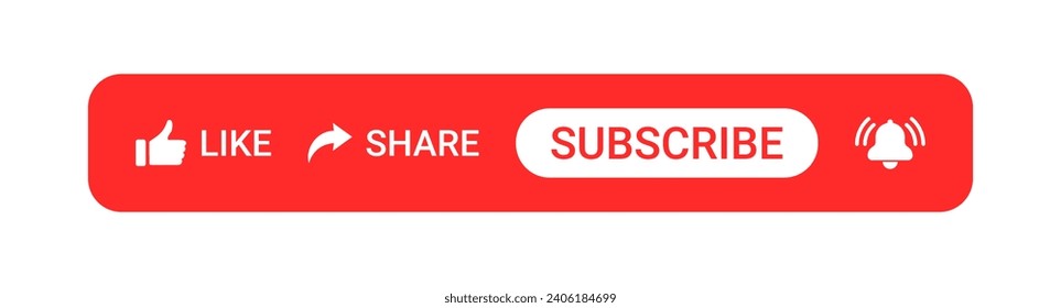 Like, share, follow, subscribe button icon. Video symbol. Social media app. Online bar click. Application interface. Vector illustration.