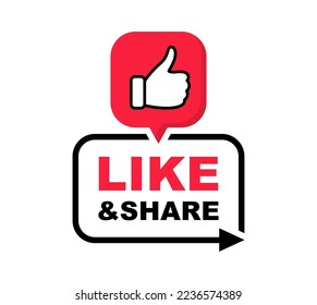 Like and share icon with thumb up and arrow. Social media symbol for blogging, marketing and promotion. Vector illustration.