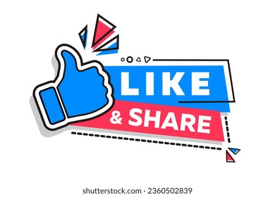 Like and share label design the thumbs up icon. Logo design. Vector illustration
