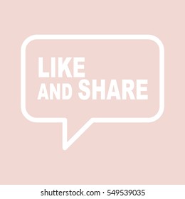 LIKE AND SHARE speech bubbles.