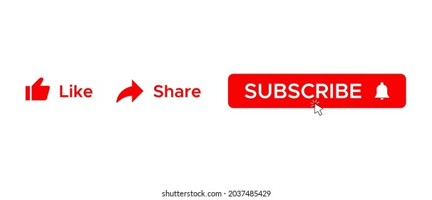 Like, Share, and Subscribe Button Icon Vector