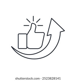 Gustar y compartir los pulgares hacia arriba. Icono lineal de Vector aislado sobre fondo blanco.