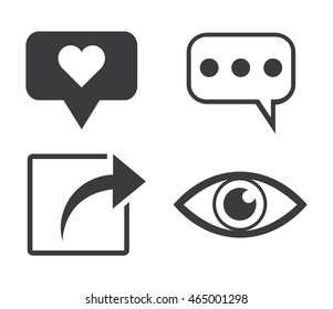 Like Share View Icon Vector Set.Social network icons set.Vector illustration