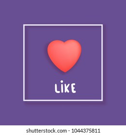 Like sign. Element for graphic design - blog, social media, banner, poster, flyer, card, tag.  Vector illustration.