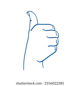 Like sign. Hand gesture vector sketch illustration. Thumb up