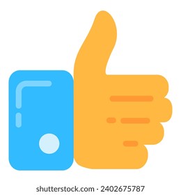 Like sign in social media, business chat and business email. Hand of businessman in shirt thumbs up. Symbol of approval, consent. Simple Flat vector isolated on white background