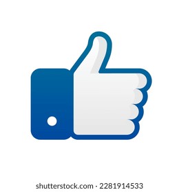 Like sign for social media. Thumb up. Hand gesture isolated on white background. Hand thumb up or like sign. Vector illustration.