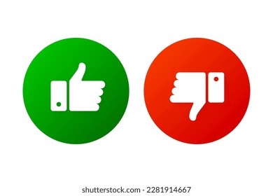 Like sign for social media. Thumb up and thumb down sign. Hand gesture isolated on white background. Vector illustration.