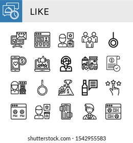 like simple icons set. Contains such icons as Message, Testimonial, Review, Social media, Neutral, Loyalty, Feedback, Commentator, Market, can be used for web, mobile and logo